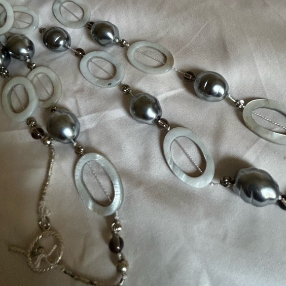 Long Grey Pearl String Necklace - Handmade! - Picture 3 of 15